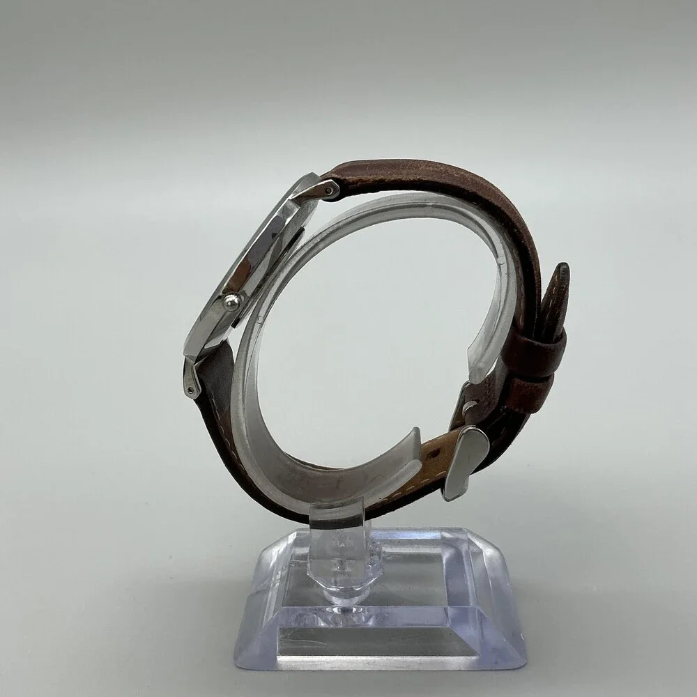 Daniel Wellington Mens Watch 41mm White Dial Brown Leather Strap New Battery